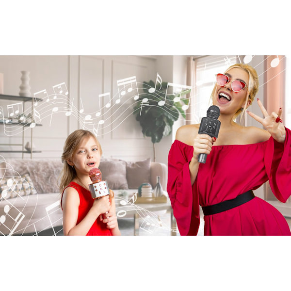 Forever Mikrofon med Bluetooth-högtalare Karaoke - Roseguld Rosa guld