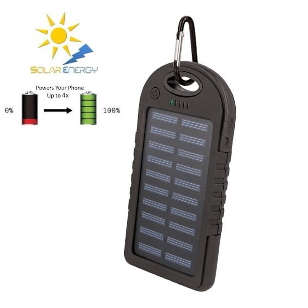 5000mAh Solen Powerbank till Mobiltelefoner & Surfplattor Setty Svart