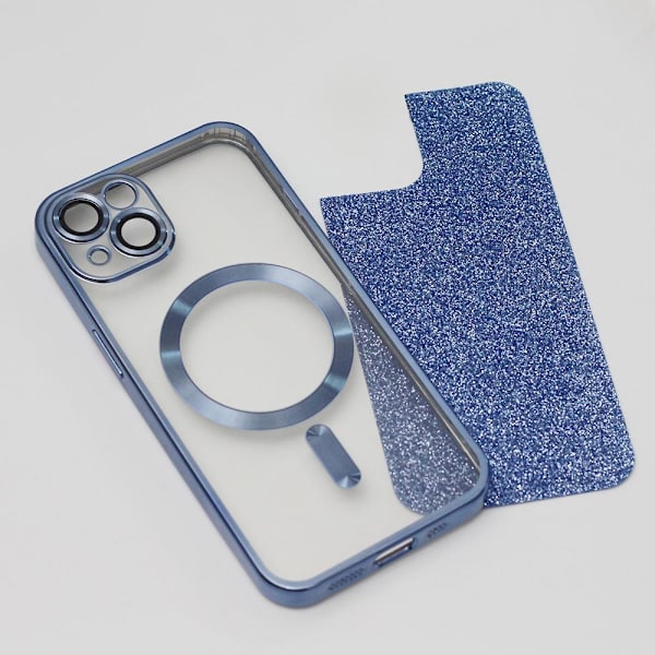 iPhone 13 Pro - 2i1 Magasafe Glitter / Transparent Chrome Skal Blå