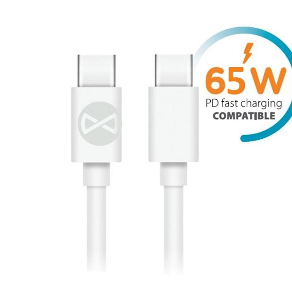 Snabbladdning 65W USB-C To USB-C PD kabel Samsung, iPhone15 Vit