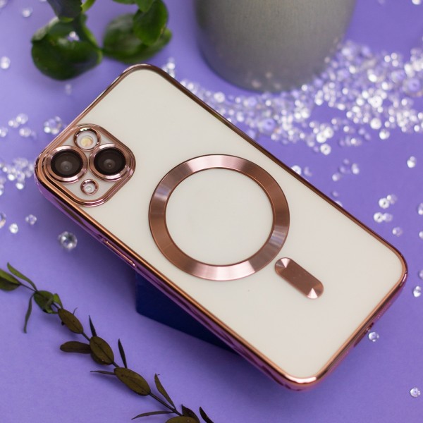 iPhone 15 Pro Max - Elegant Chrome Mjuk Skal MagSafe-kompatibel Rosa guld