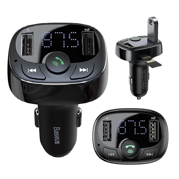 FM Sändare Bluetooth QC 3.4A 2XUSB MP3 Billaddare Baseus Svart