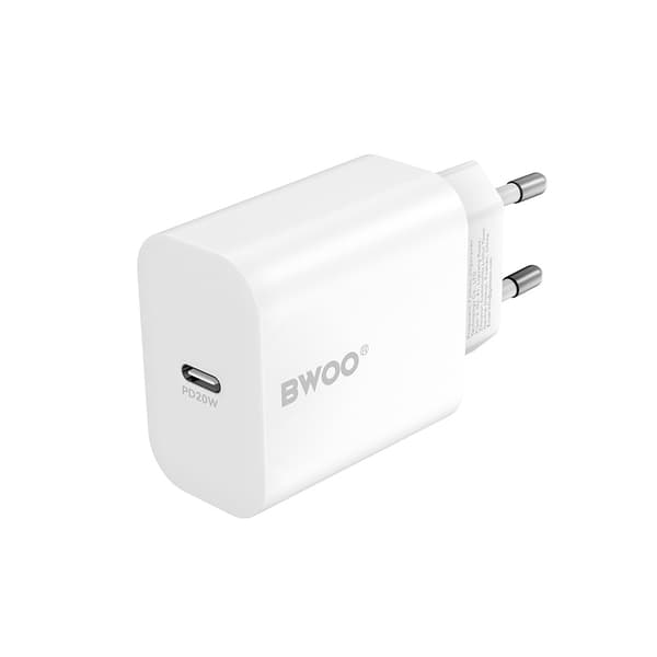 BWOO 20W USB-C Snabbladdare PD – iPhone, Samsung, Xiaomi & Alla USB-C Enheter Vit