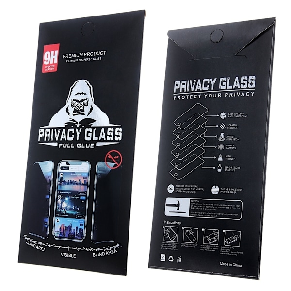 iPhone 16 Plus - Privacy Helskärm Härdat Glas Transparent