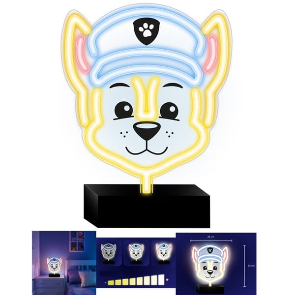Paw Patrol Neon LED Chase – 25×25 cm med Stativ & USB-ström multifärg
