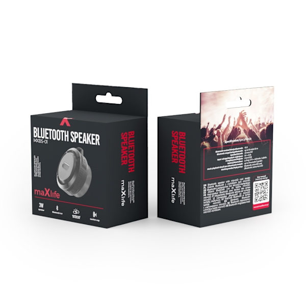 Maxlife MXBS-01 Portable Mini Bluetooth Högtalare med sugkopp, Minneskort Svart