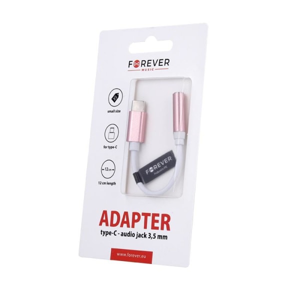 FOREVER USB-C till 3.5mm Audio Adapter Samsung/Andriod Mobiler Pink