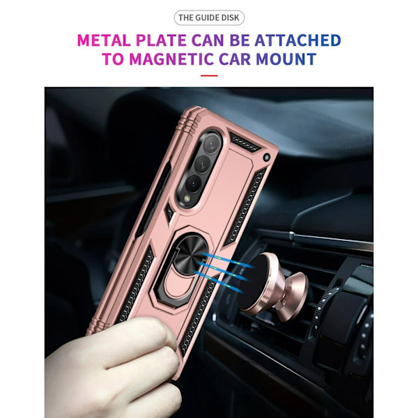 Samsung Galaxy Z Fold 3 - Shockproof Ring Armor Stand Slimmt mobilskal Roseguld Rosa guld