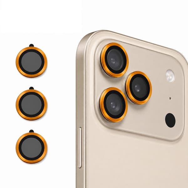 3-Pack - iPhone 17 Pro Max - 9H kameraskyddsglas Orange