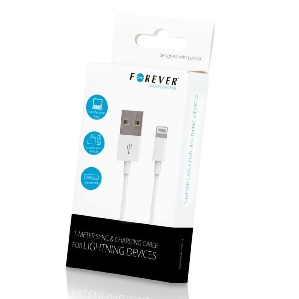 Lightning kabel för iPhone 5/5s/5c/iPad Mini - Forever White