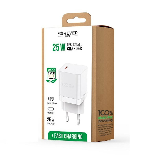 25W PD USB-C Snabbladdare för iPhone 11/12/13/14, Samsung Vit