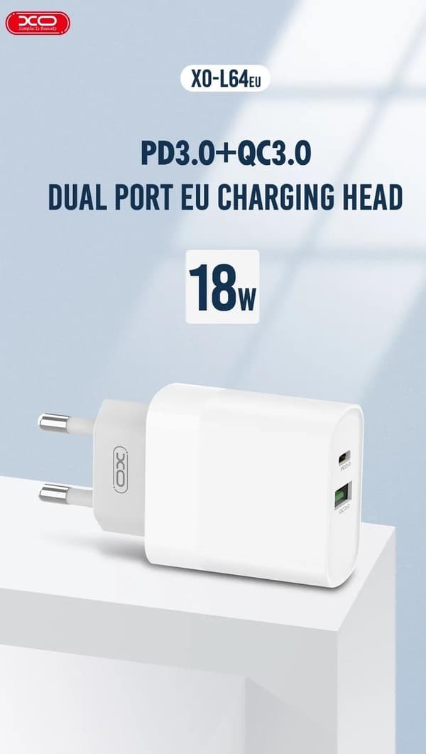 18W PD USB-C Snabbladdare för iPhone 11/12/13/14/15/16/17, Samsung Vit