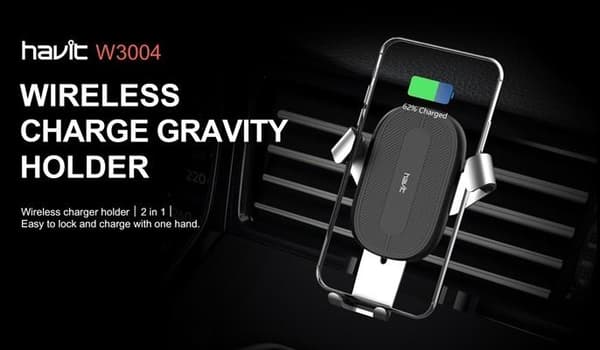 Luftventil Bilhållare med 10W Qi Trådlös Laddning iPhone Samsung Svart