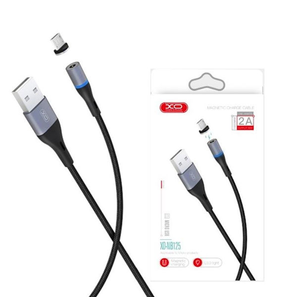 Magnetic MicroUSB 2Amp Laddningskabel -100cm XO Svart