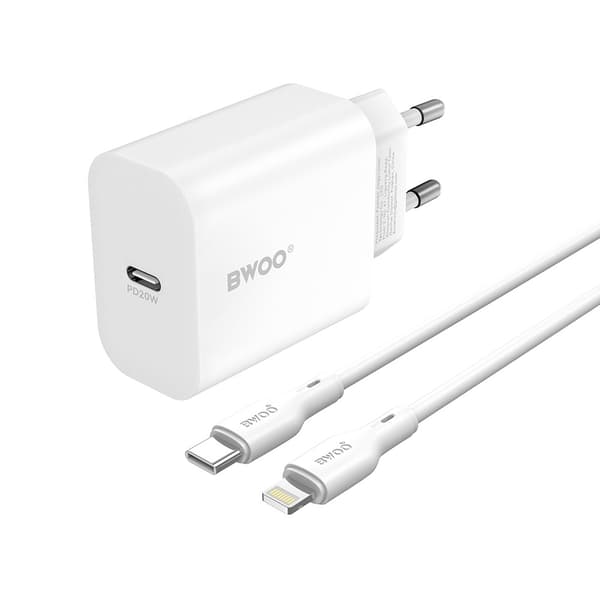 iPhone kompatibla USB-C Snabbladdare med Lightning Kabel Vit
