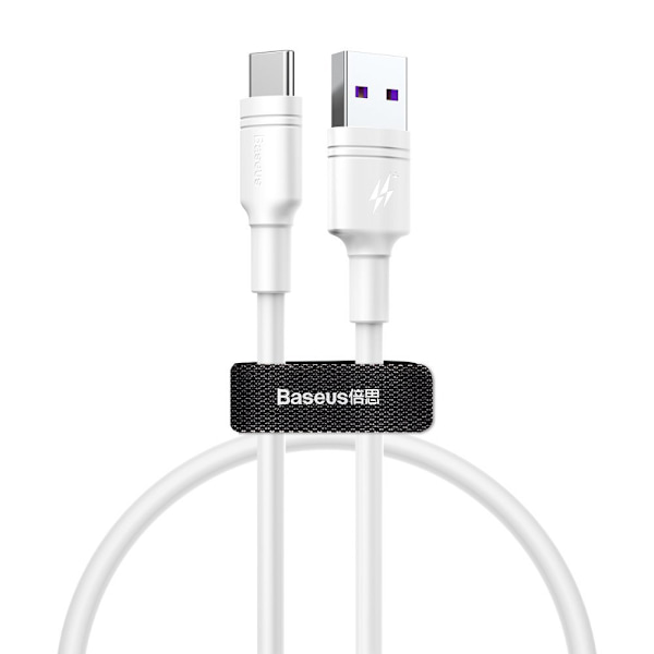 USB-C 5Amp Double Ring QuickCharge Laddningskabel Baseus -50cm Vit