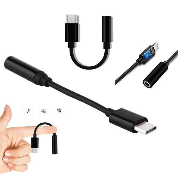 USB-C till 3.5mm Audio Adapter Samsung/Andriod Mobiler - Svart Svart