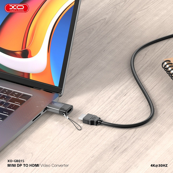 Mini Displayport till HDMI 4K 30HZ adapter för video ljudöverföring XO grå