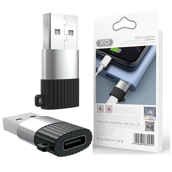 USB-adapter USBA (hane) till USB-C (hona) Laddning Dataöverföring Svart