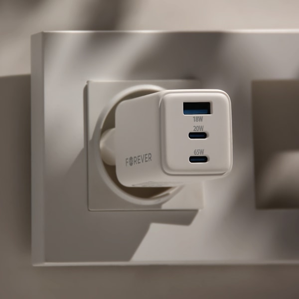 65W Snabbladdare PD Dual USB-C, USB för iPhone, Samsung, iPad Vit