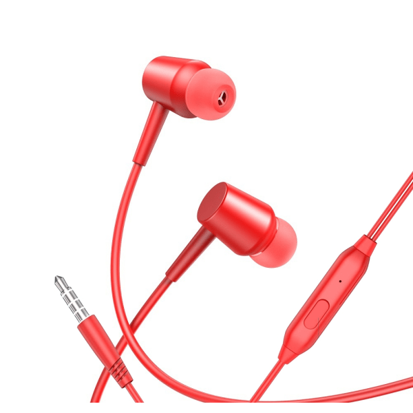 In-Ear Hörlurar med mikrofon 3,5mm Kontakt iPhone, Samsung Röd Röd