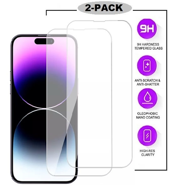 2-PACK iPhone 16 PLUS - 2.5D Härdat Glas Displayskydd Transparent