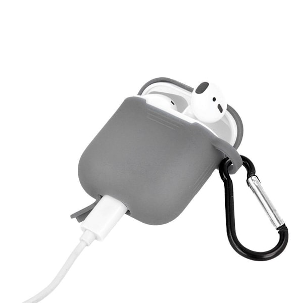 Silikon laddningsfodral för AirPod Med Krok - Grå Grey