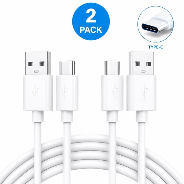 2-PACK Snabbladdning USB-C 2.4A kabel för Samsung, Android -1m multifärg