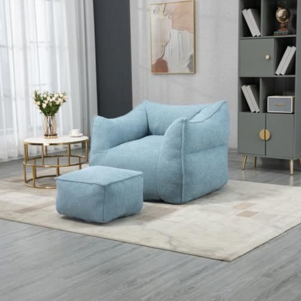 Mjuk Lazy Boy-stol, bekväm, Memory Foam-stol med armstöd, lämplig för vardagsrum och sovrum, blå