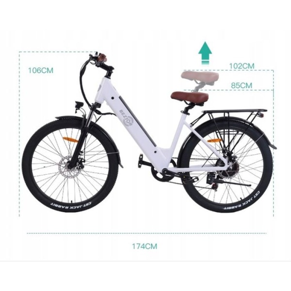 Bezior M3 elcykel aluminiumhjul 26" svart 500W 48V 10.4AH 26" MTB E-cykel SHIMANO 7-växlad Vit