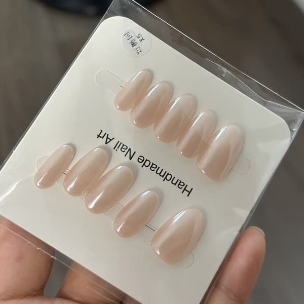 10 st. Gentle Hailey Biebers stil pärlgradient handgjord nagelkonst, kort oval form m m