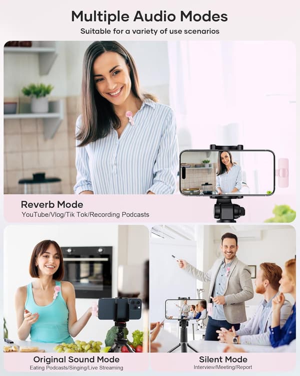 Trådlös Lavalier-mikrofon för iPhone iPad och Android-telefon, 2-pack myggmikrofon Plug and Play Trådlös mikrofon Brusreducerande mikrofon för video