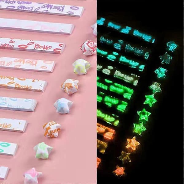 210 ark Lysende Origami Stjerner Papir 10 Farver Strips Lucky Star Folde Papir