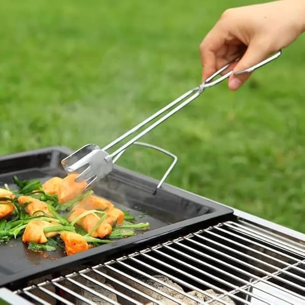 Serverings Tang i Rustfrit Stål, Saks Design til Køkken og Grill, Pakke med 1
