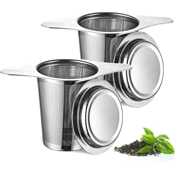 2-delt te-infuser sæt med håndtag og låg, te-si, tefilter til kopper, te-infuser til krus