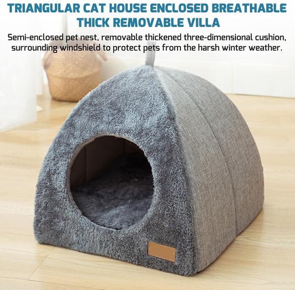 Kattehule Seng for Katter og Små Hunder - Telt Igloo med Avtakbar Vaskbar Matte