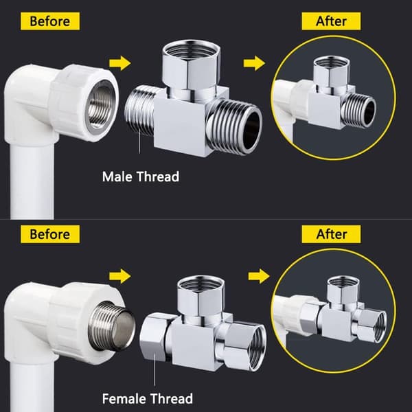 Y-formet brusearmsomleder ventil 3-vejs adapter stik komponent adapter til håndbruser, fast brusehoved og sprøjtehane (hun-han-han)