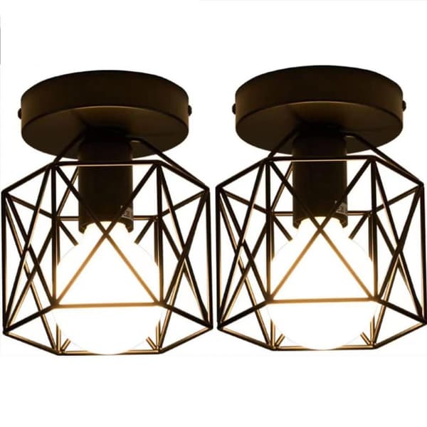 Industrielle loftlamper til gangen, rustikke sorte enkeltlamper til køkken, trappeopgang, veranda, bondehusbelysning, 2 stk., E26