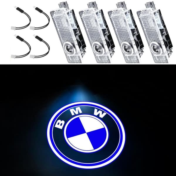 Bildør Logo Lys, Bildør LED Logo Projektor Velkomstlampe Dørlys Pøllys 4-Deler Passer for 320i、320xi、340i, E90 E92 E93 M3 E91 E92\"