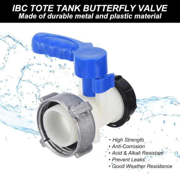 75mm IBC Tote Adapter - DN50, 1000L IBC Adapter, Sommerfugleventilafbryder til Havevanding
