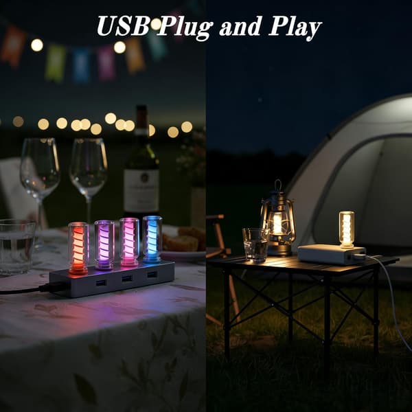 9-pack Mini USB LED Nattlampor – Pekkontroll, Glasflaskdesign med Spiralglödtråd, Blandade Färger för Bilinteriör, Sovrum, Fest & Camping