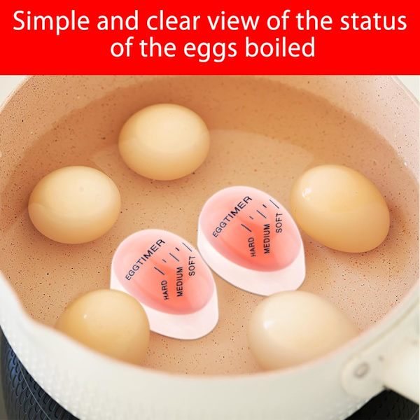 Pakke med 4 Egg Timer Egg Timer Egg Koking Varme Sensitiv Fargeendring Egg Timer for Koking Egg Timer Kontroll Myke Hardkokte Egg (Rød)