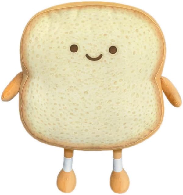 Toastbrødspude, sjov madformet plyslegetøjspude, lille og sød plyssofapude.