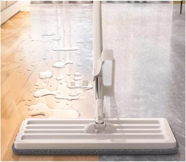 360° rotasjon håndfri vask lat mopp med klemmer våt tørr dobbelbruk flat mopp (mopp-35cm 2 stk klut)