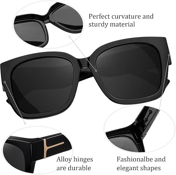 Polariserede solbriller, der passer over briller til kvinder uv400 Square Wrap Over Glasses & 3-pak