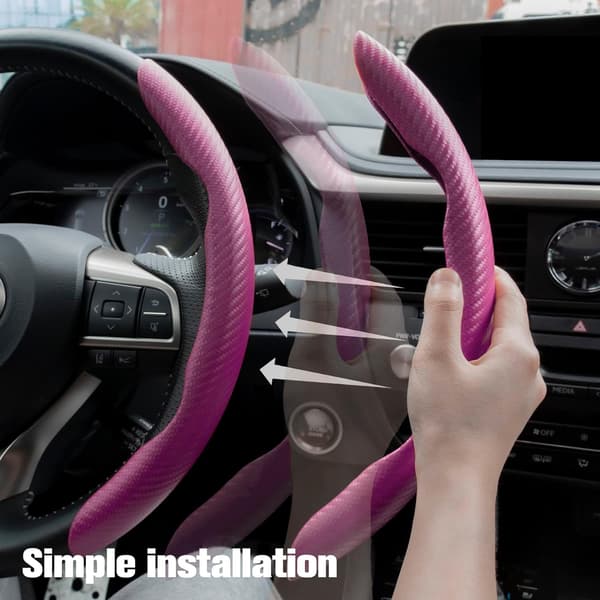 Rattmuff, Kolfiber Bil Rattmuff med Halkfritt Foder, Universell Passform för de Flesta Biltillbehör Pink