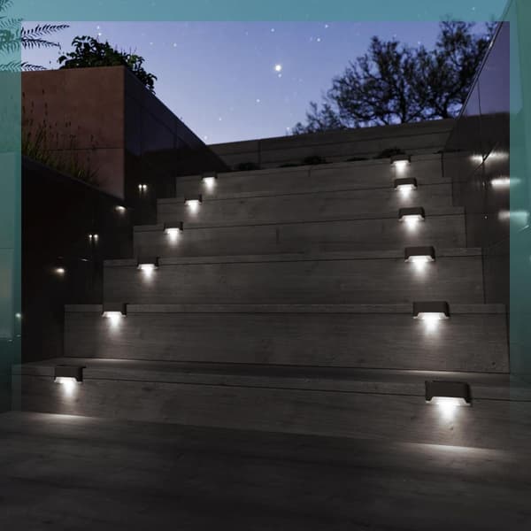 16 stk. Vanntette solcellelamper for terrasse, trapper, gjerde, hage, uteplass og gangvei Brown White light