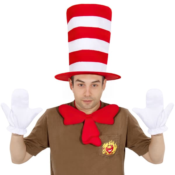 Kat-hat til voksne, kattekostumesæt med høj hat, handsker og butterfly - Åndbart cosplay-tilbehør