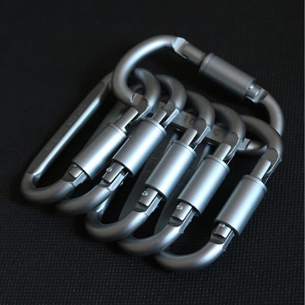 Premium Aluminium D-Ring Låskarbinhakar (6-pack) - Lätta & Slitstarka för Vandring, Camping, Nyckelringar, Hundkoppel & Mer - EJ för Klättring