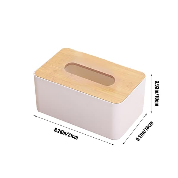 2 stk. rektangulær form trædæksel plastikvævsboks holder papirservietholder etui vævsholder dispenser organizer